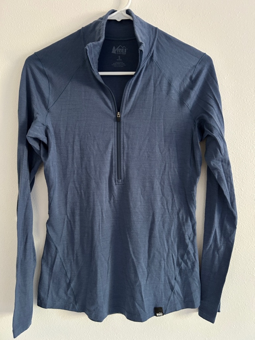 REI Women’s Merino wool base layer half zip Blue Size Small